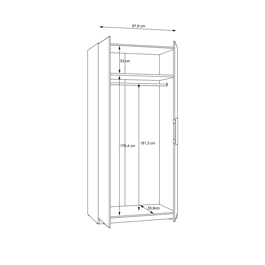 Ντουλάπα ρούχων MARO 100x213 cm artisan δρυς
