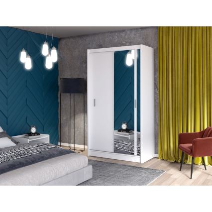 Ντουλάπα με καθρέφτη SABRINA 120x215 εκ. λευκή