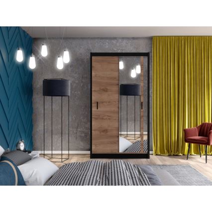 Ντουλάπα με καθρέφτη SABRINA 120x215 εκ. δρυς craft