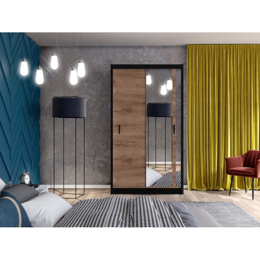 Ντουλάπα με καθρέφτη SABRINA 120x215 εκ. δρυς craft