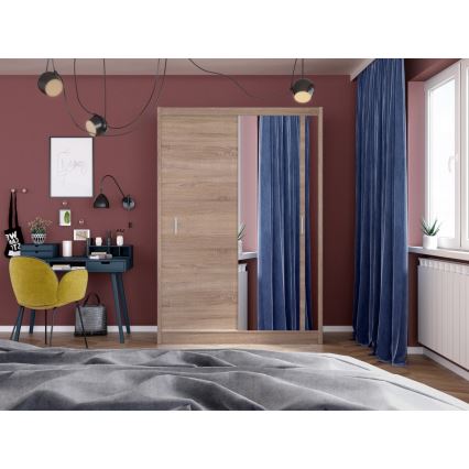 Ντουλάπα με καθρέφτη SABRINA 150x215 εκ. σε απόχρωση δρυς σονόμα