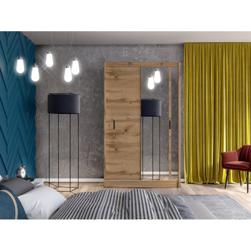 Ντουλάπα με καθρέφτη SABRINA 150x215 εκ. σε απόχρωση βελανιδιάς Woltan