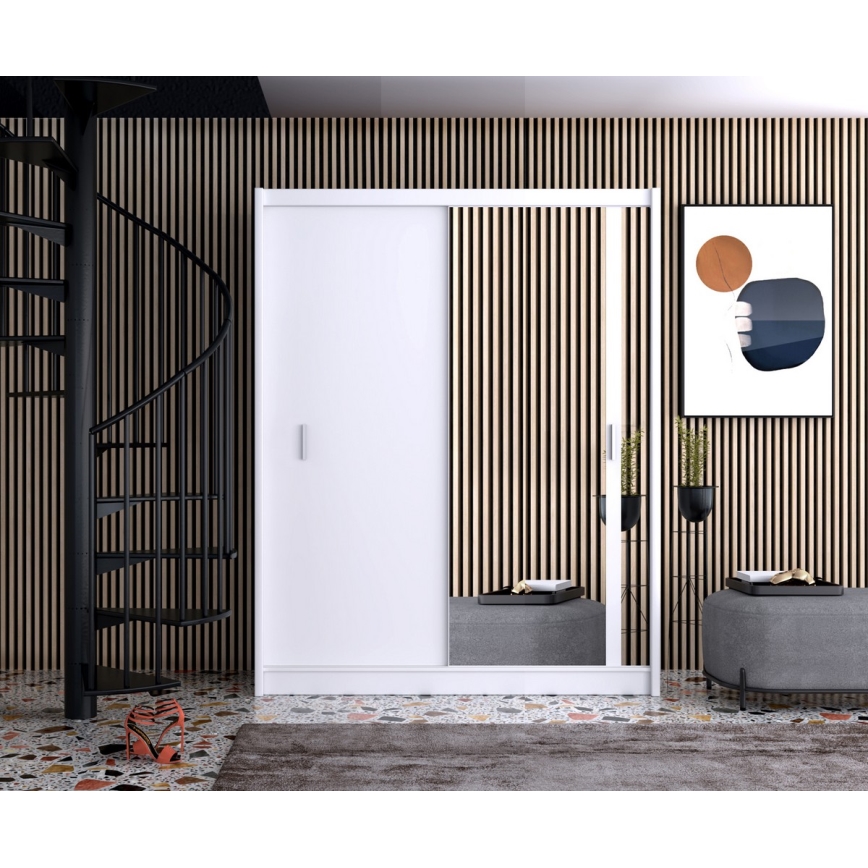 Ντουλάπα με καθρέφτη SABRINA 180x215 εκ. λευκή