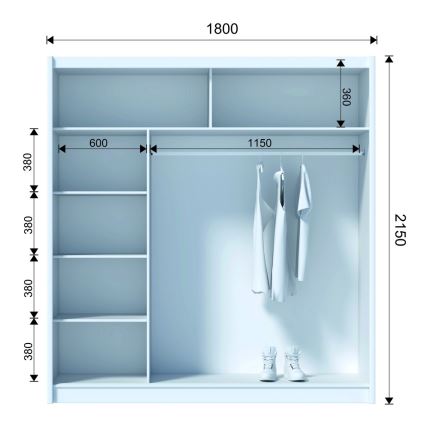 Ντουλάπα με καθρέφτη SABRINA 180x215 εκ. λευκή