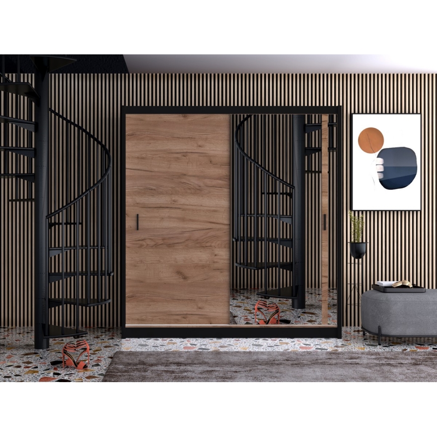 Ντουλάπα με καθρέφτη SABRINA 203x215 εκ. δρυς craft