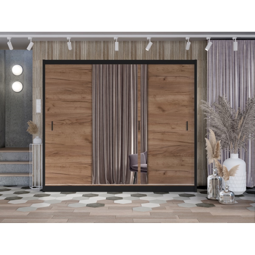 Ντουλάπα με καθρέφτη SABRINA 250x215 εκ. δρυς craft