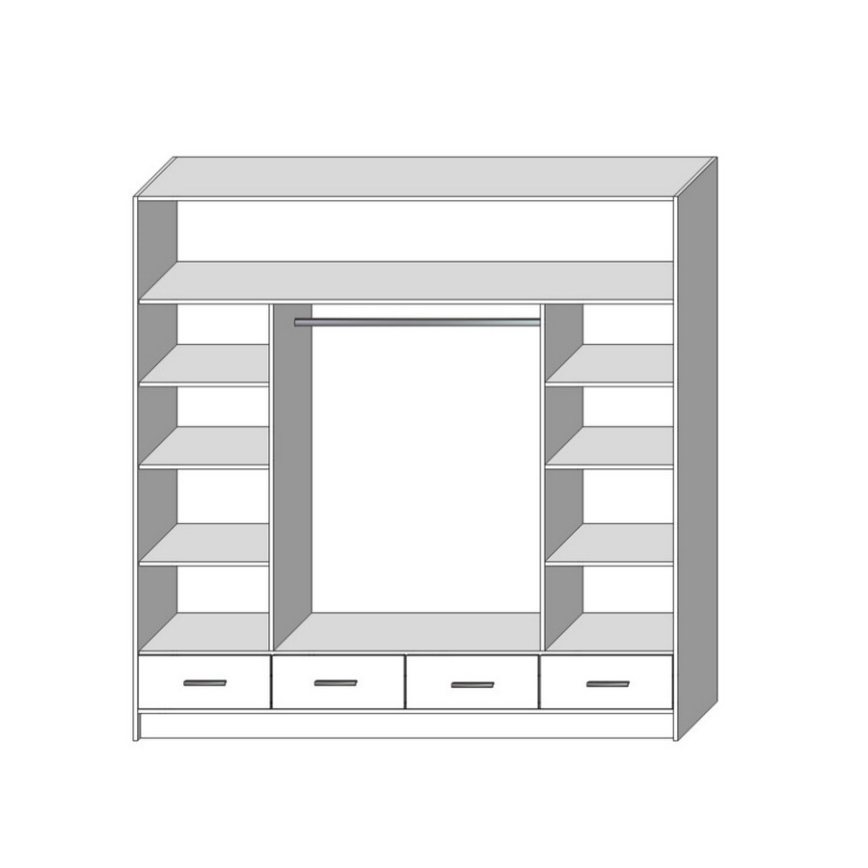 Ντουλάπα με καθρέφτη SANNA 200x215 εκ. σε απόχρωση δρυς σονόμα