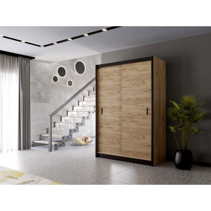 Ντουλάπα με συρόμενες πόρτες SAPHIRA 150x215 εκ. σε απόχρωση craft δρυς