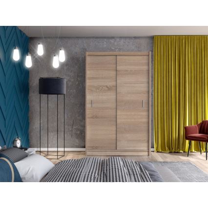 Ντουλάπα με συρόμενες πόρτες SAPHIRA 150x215 εκ. σε απόχρωση δρυς σονόμα