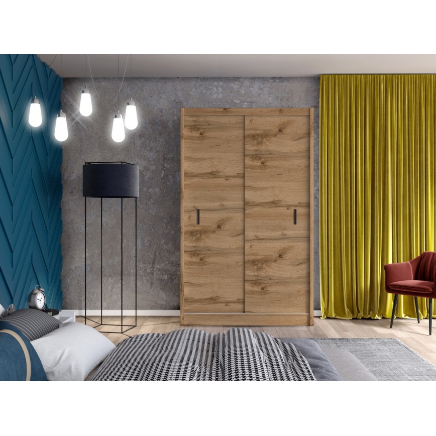 Ντουλάπα με συρόμενες πόρτες SAPHIRA 150x215 εκ. σε απόχρωση δρυς Wotan