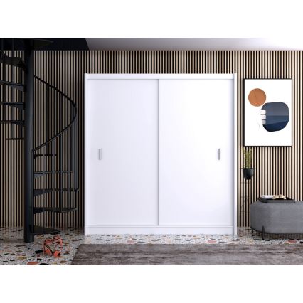 Ντουλάπα με συρόμενες πόρτες SAPHIRA 203x215 εκ. λευκή