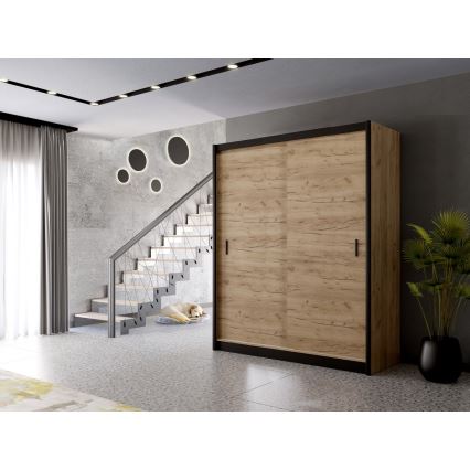 Ντουλάπα με συρόμενες πόρτες SAPHIRA 203x215 εκ. δρυς craft