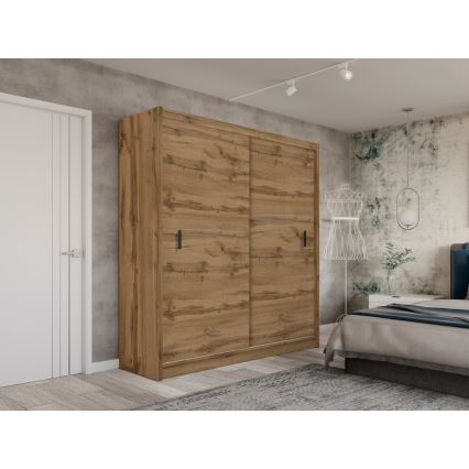 Ντουλάπα με συρόμενες πόρτες SAPHIRA 203x215 εκ. σε χρώμα δρυς Wotan
