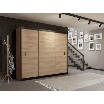 Ντουλάπα με συρόμενες πόρτες SAPHIRA 250x215 εκ. σε απόχρωση craft δρυς