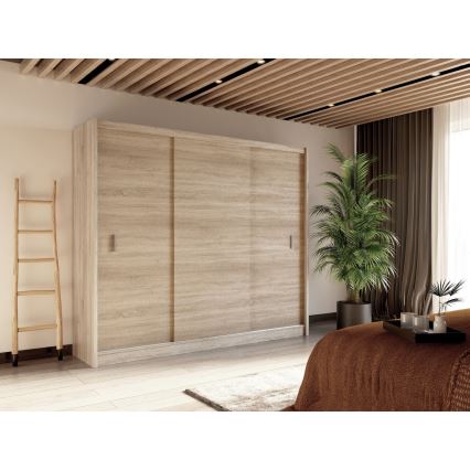 Ντουλάπα με συρόμενες πόρτες SAPHIRA 250x215 εκ. σε απόχρωση δρυς σονόμα