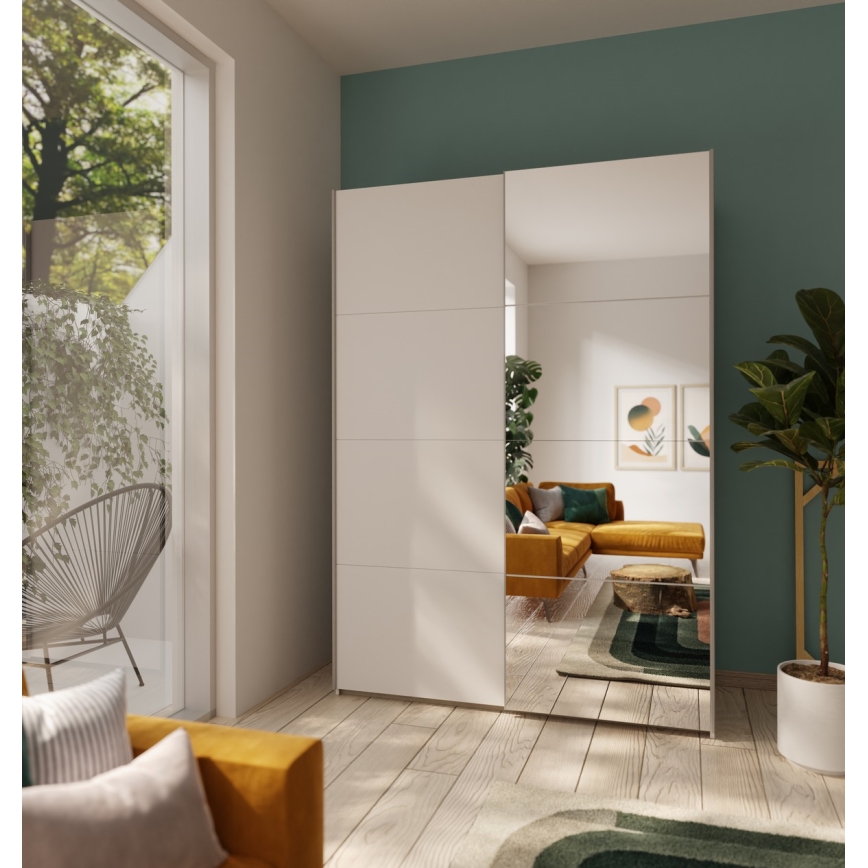 Ντουλάπα με καθρέφτη KARO 150x210 εκ. λευκή