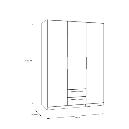 Ντουλάπα με καθρέφτη MARO 150x213 εκ. σε απόχρωση δρυός Artisan
