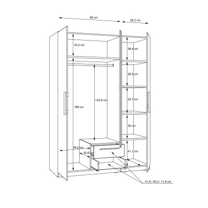 Ντουλάπα με καθρέφτη MARO 150x213 εκ. σε απόχρωση δρυός Artisan