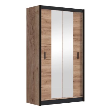 Ντουλάπα με καθρέφτη MIRO 120x215 εκ. δρυς craft/μαύρο