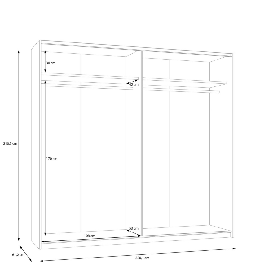 Ντουλάπα με καθρέφτη ODEN 220x210 cm, μπεζ