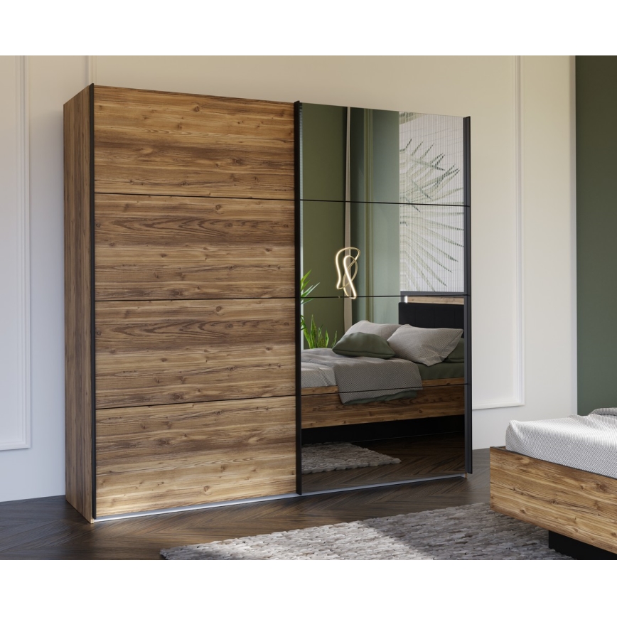 Ντουλάπα με καθρέφτη OREN 220x210 cm, απόχρωση δρυός Artisan