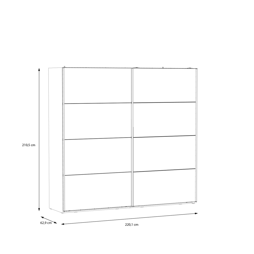 Ντουλάπα με καθρέφτη OREN 220x210 cm, απόχρωση δρυός Artisan