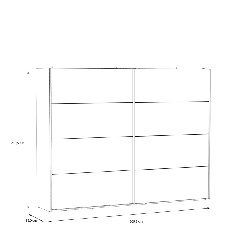 Ντουλάπα με καθρέφτη OREN 270x210 cm, δρυς Artisan