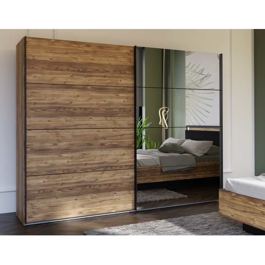 Ντουλάπα με καθρέφτη OREN 270x210 εκ. σε απόχρωση δρυός artisan