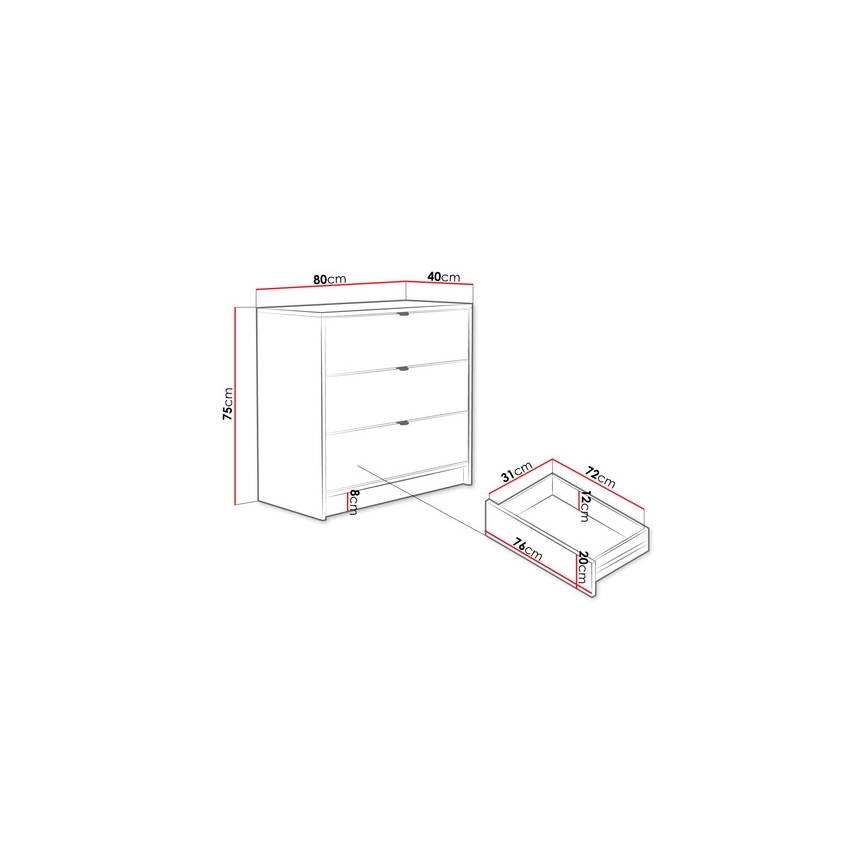 Ντουλάπι TIRENO 75x80 cm μαύρο