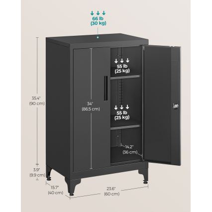 Ντουλάπι γραφείου KAZE 60x40 cm, μαύρο