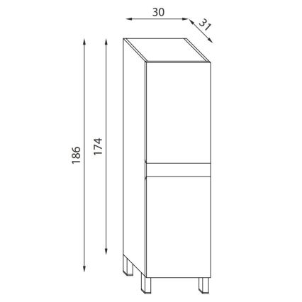 Ντουλάπι μπάνιου KENWOOD 186 cm σε απόχρωση καρυδιάς