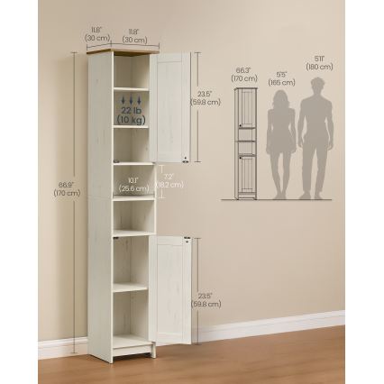 Ντουλάπι μπάνιου LEXI 30x170 cm λευκό/καφέ