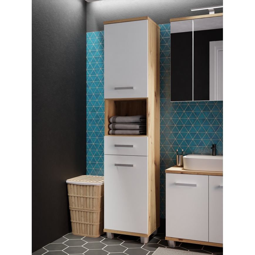 Ντουλάπι μπάνιου VENOM λευκό/δρυς artisan