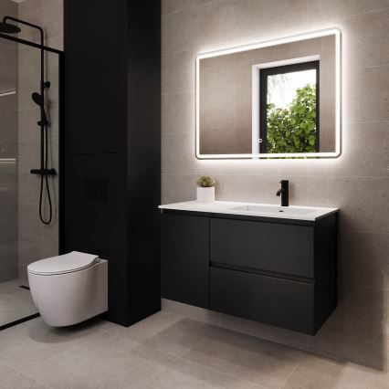 Ντουλάπι μπάνιου με νιπτήρα HELSINKI 95 cm δεξιό/μαύρο