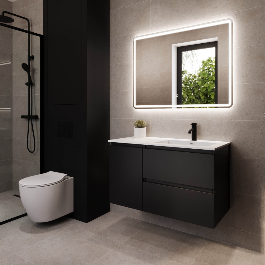 Ντουλάπι μπάνιου με νιπτήρα HELSINKI 95 cm δεξιό/μαύρο