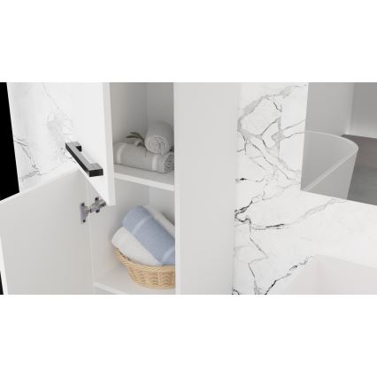 Ντουλάπι μπάνιου με νιπτήρα KATE + ντουλάπι με καθρέφτη + επιτοίχιο ντουλάπι λευκό