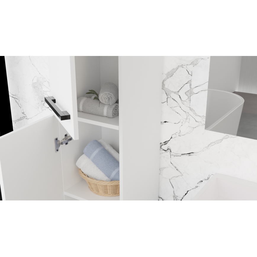 Ντουλάπι μπάνιου με νιπτήρα KATE + ντουλάπι με καθρέφτη + επιτοίχιο ντουλάπι λευκό