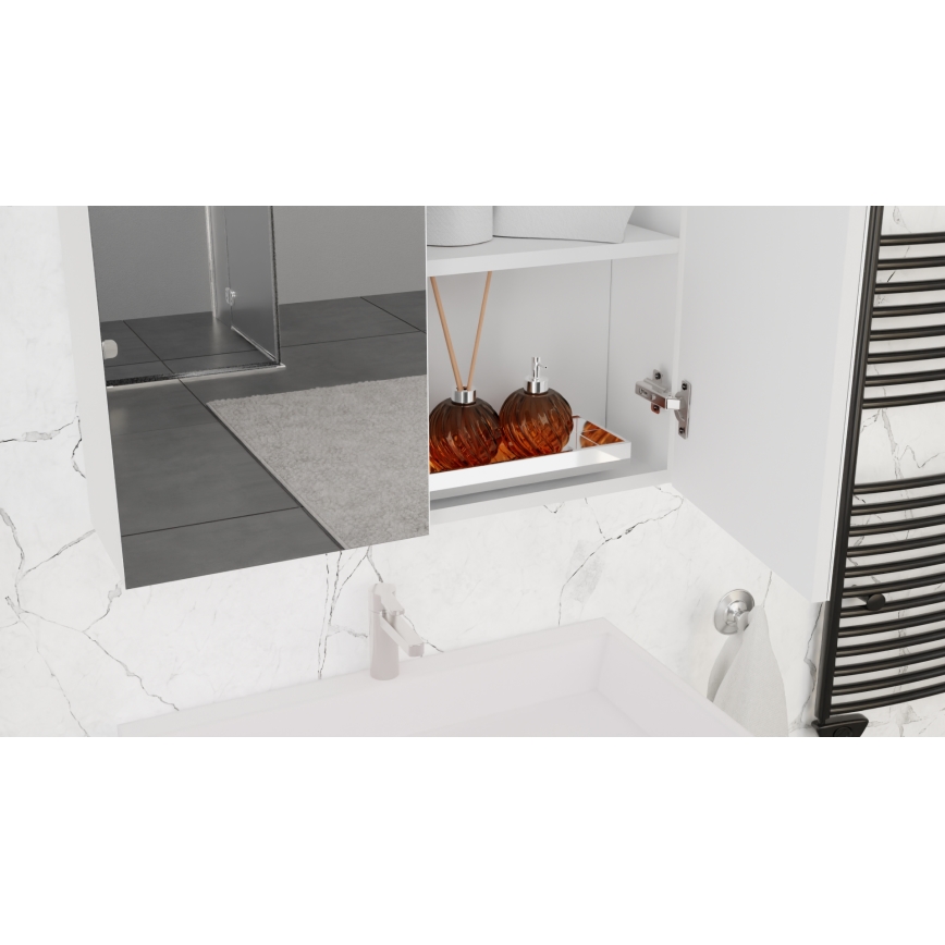 Ντουλάπι μπάνιου με νιπτήρα KATE + ντουλάπι με καθρέφτη + επιτοίχιο ντουλάπι λευκό