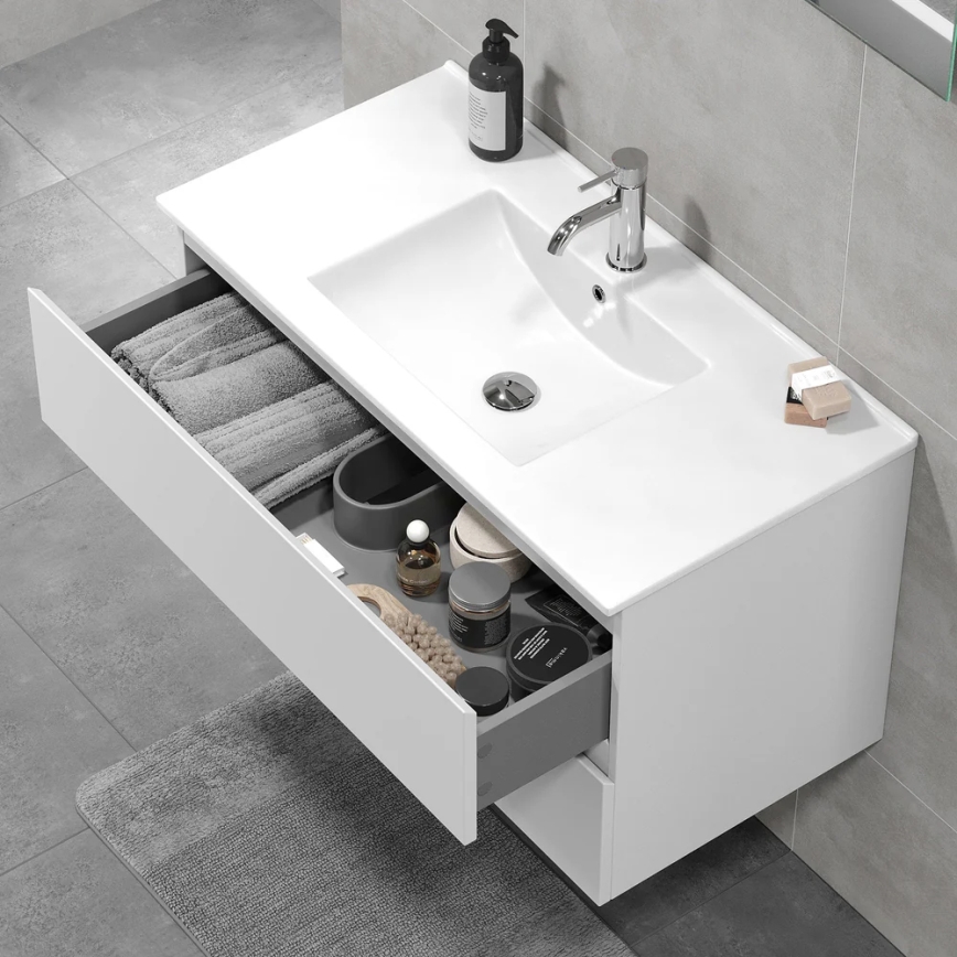 Ντουλάπι μπάνιου με νιπτήρα KENWOOD 91x50x47 cm λευκό