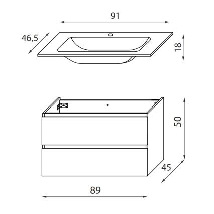 Ντουλάπι μπάνιου με νιπτήρα KENWOOD 91x50x47 cm λευκό