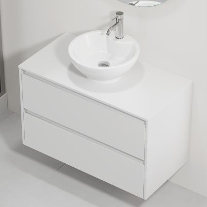 Ντουλάπι μπάνιου με νιπτήρα TRONDHEIM/DRAMMEN 90x57x46 cm λευκό