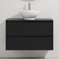 Ντουλάπι μπάνιου με νιπτήρα TRONDHEIM/DRAMMEN 90x57x46 cm μαύρο/λευκό