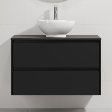 Ντουλάπι μπάνιου με νιπτήρα TRONDHEIM/DRAMMEN 90x57x46 cm μαύρο/λευκό