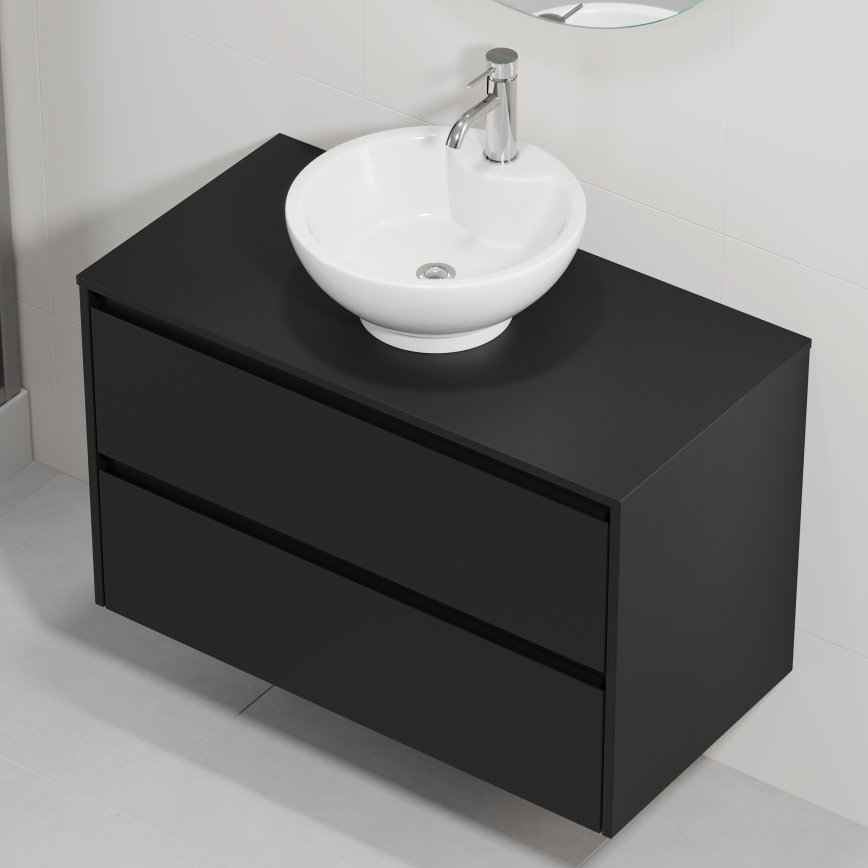 Ντουλάπι μπάνιου με νιπτήρα TRONDHEIM/DRAMMEN 90x57x46 cm μαύρο/λευκό