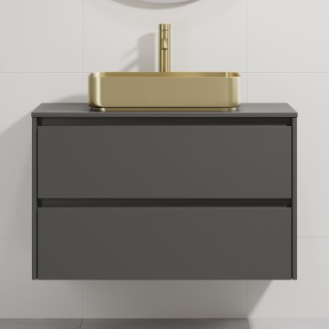 Ντουλάπι μπάνιου με νιπτήρα TRONDHEIM/LJORDAL 90x57x46 cm ανθρακί/ορείχαλκος