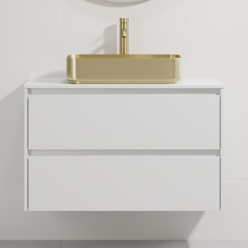 Ντουλάπι μπάνιου με νιπτήρα TRONDHEIM/LJORDAL 90x57x46 cm λευκό/ορείχαλκο