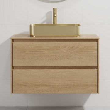 Ντουλάπι μπάνιου με νιπτήρα TRONDHEIM/LJORDAL 90x57x46 cm δρυς/ορείχαλκος