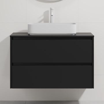 Ντουλάπι μπάνιου με νιπτήρα TRONDHEIM/LJORDAL 90x57x46 cm μαύρο/λευκό