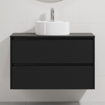 Ντουλάπι μπάνιου με νιπτήρα TRONDHEIM/VIKEDAL 90 x 57 x 46 cm, μαύρο/λευκό