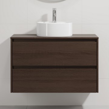 Ντουλάπι μπάνιου με νιπτήρα TRONDHEIM/VIKEDAL 90x57x46 cm καρυδιά/λευκό